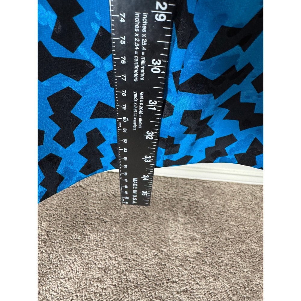 Vintage Cocktail Mini Dress Strapless Silk Sz 4 Blue Black Geometric 80s Glam - Picture 8 of 14